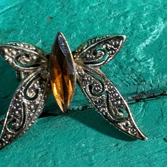 no brand Jewelry - Vintage Topaz Butterfly Brooch